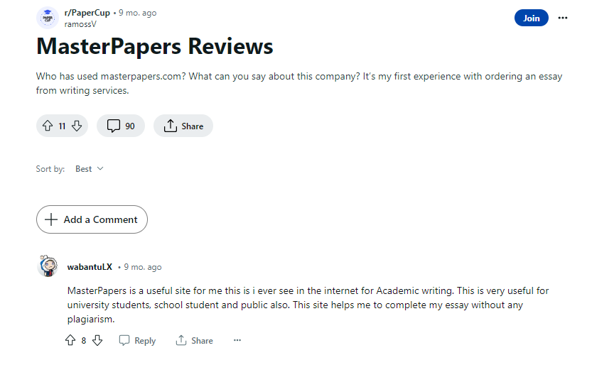 masterpapers.com review on Reddit